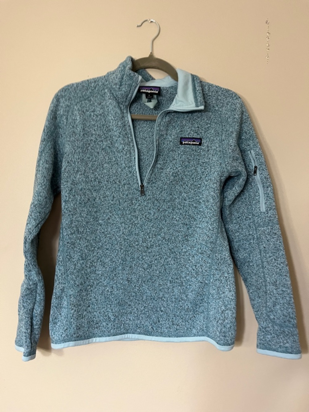 Patagonia Light Blue Heathered Quarter-Zip Fleece Pullover